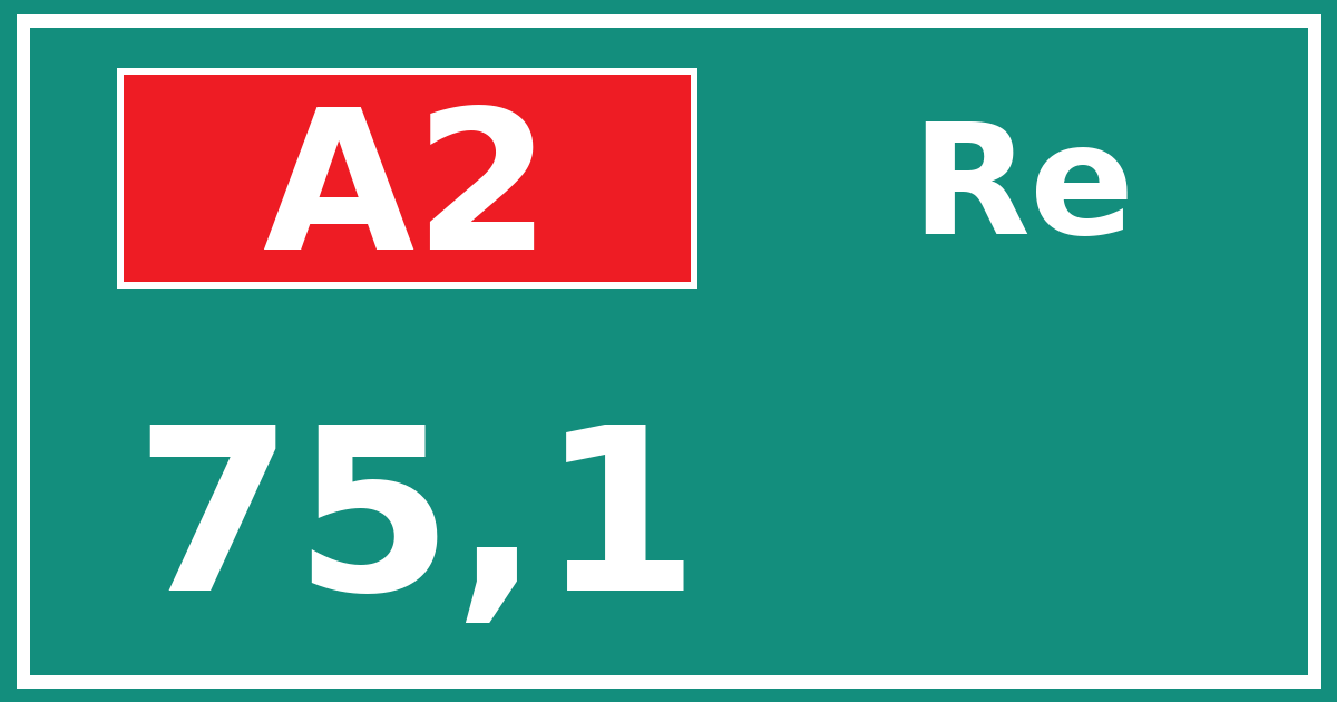 Hectometerbord A2 75,1 zijde Re