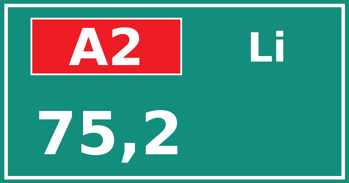 Hectometerbord A2 75,2 zijde Li