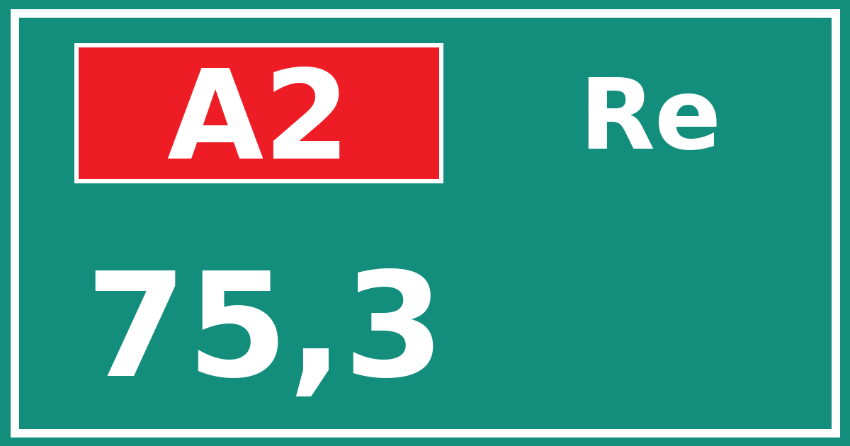 Hectometerbord A2 75,3 zijde Re