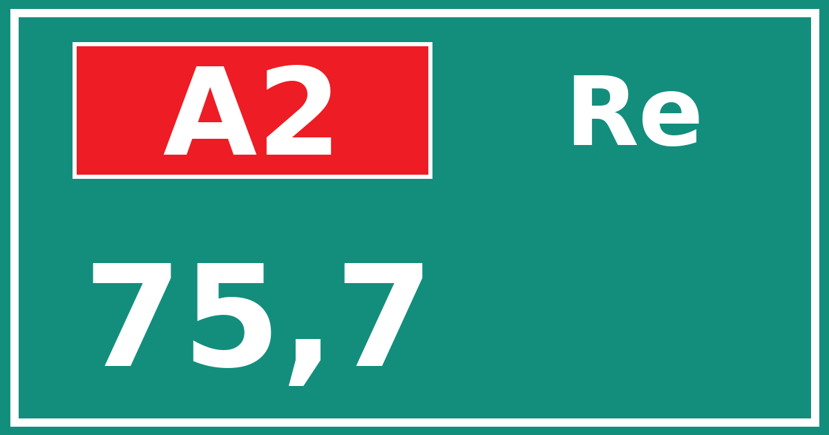 Hectometerbord A2 75,7 zijde Re