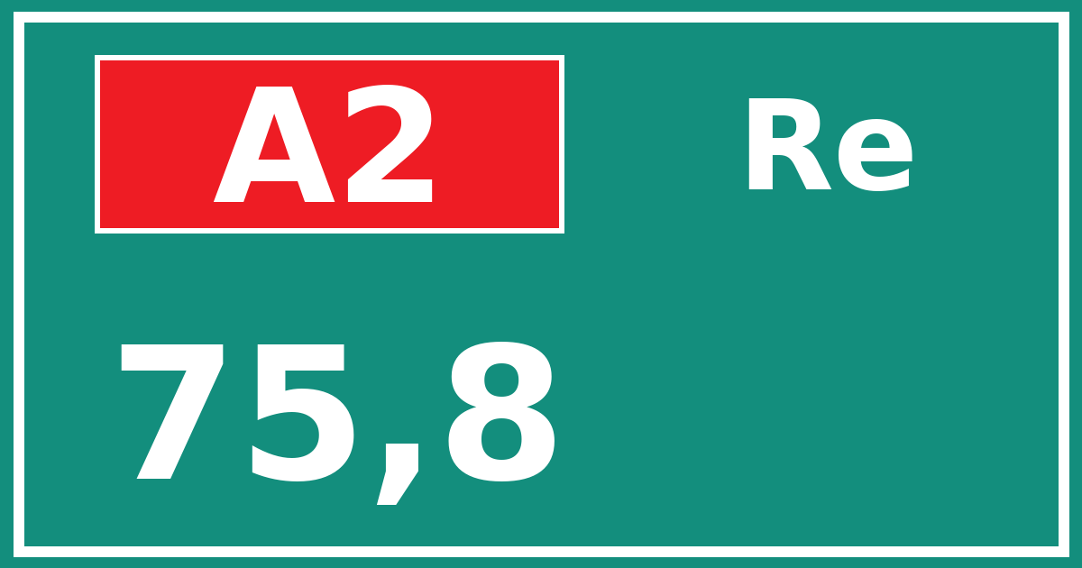 Hectometerbord A2 75,8 zijde Re