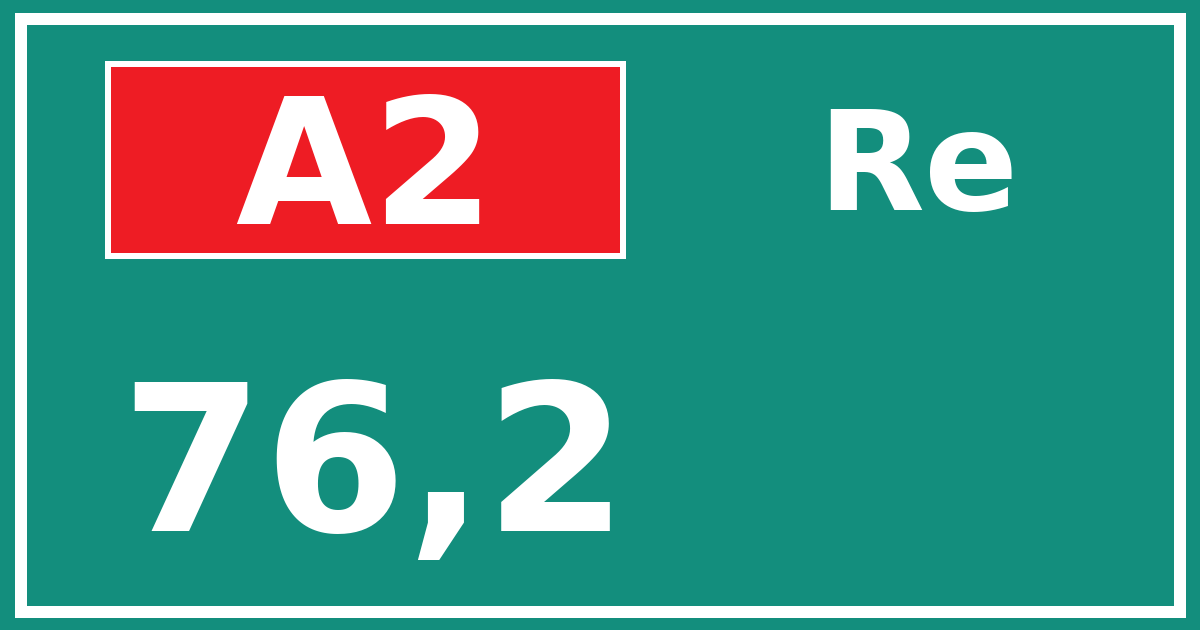 Hectometerbord A2 76,2 zijde Re