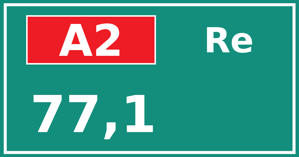Hectometerbord A2 77,1 zijde Re