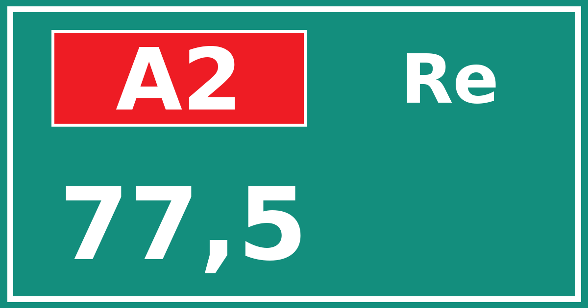 Hectometerbord A2 77,5 zijde Re