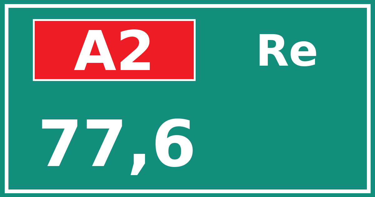 Hectometerbord A2 77,6 zijde Re
