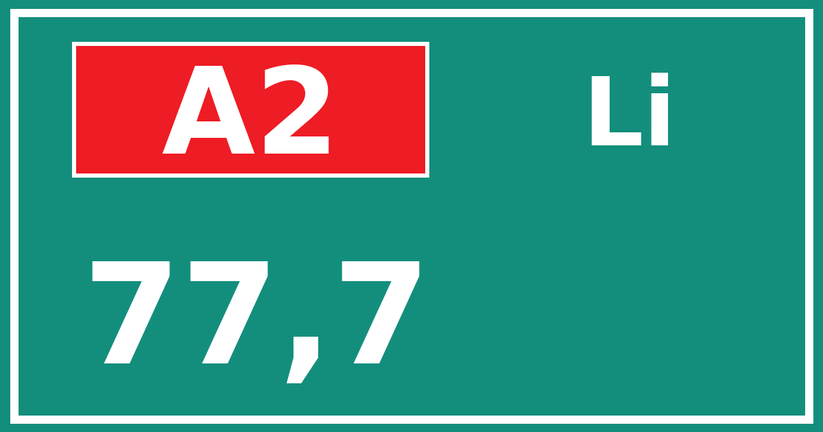 Hectometerbord A2 77,7 zijde Li