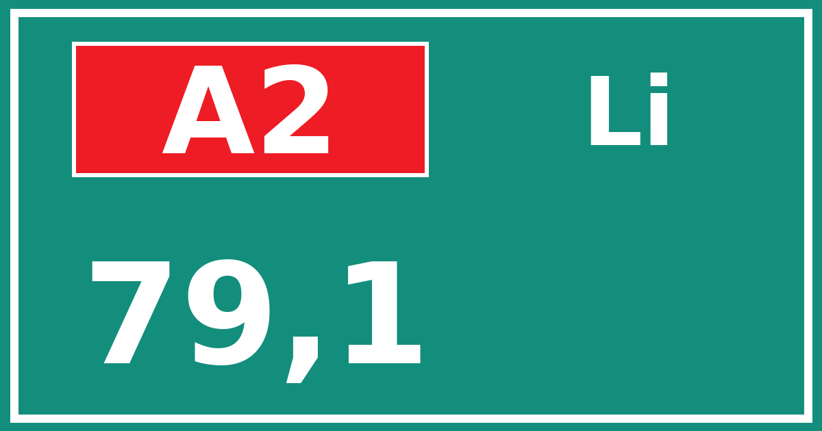 Hectometerbord A2 79,1 zijde Li