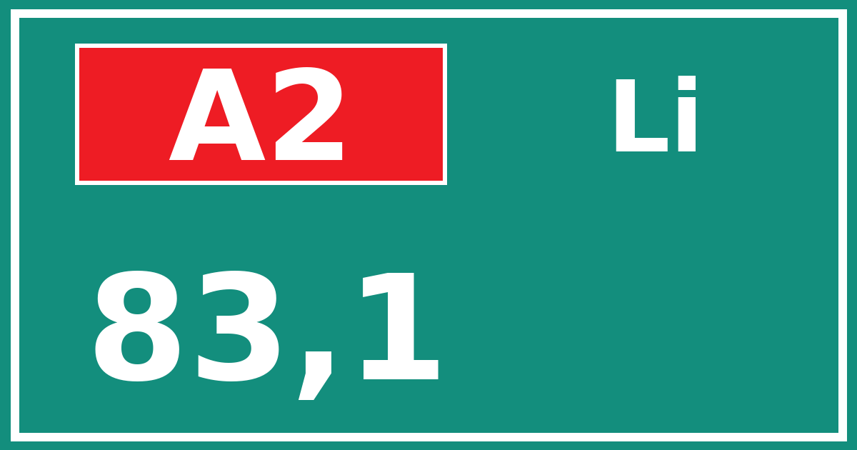 Hectometerbord A2 83,1 zijde Li