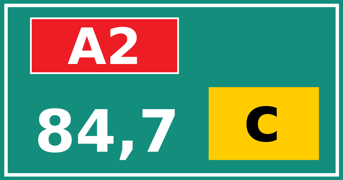 Hectometerbord A2 84,7 letter c