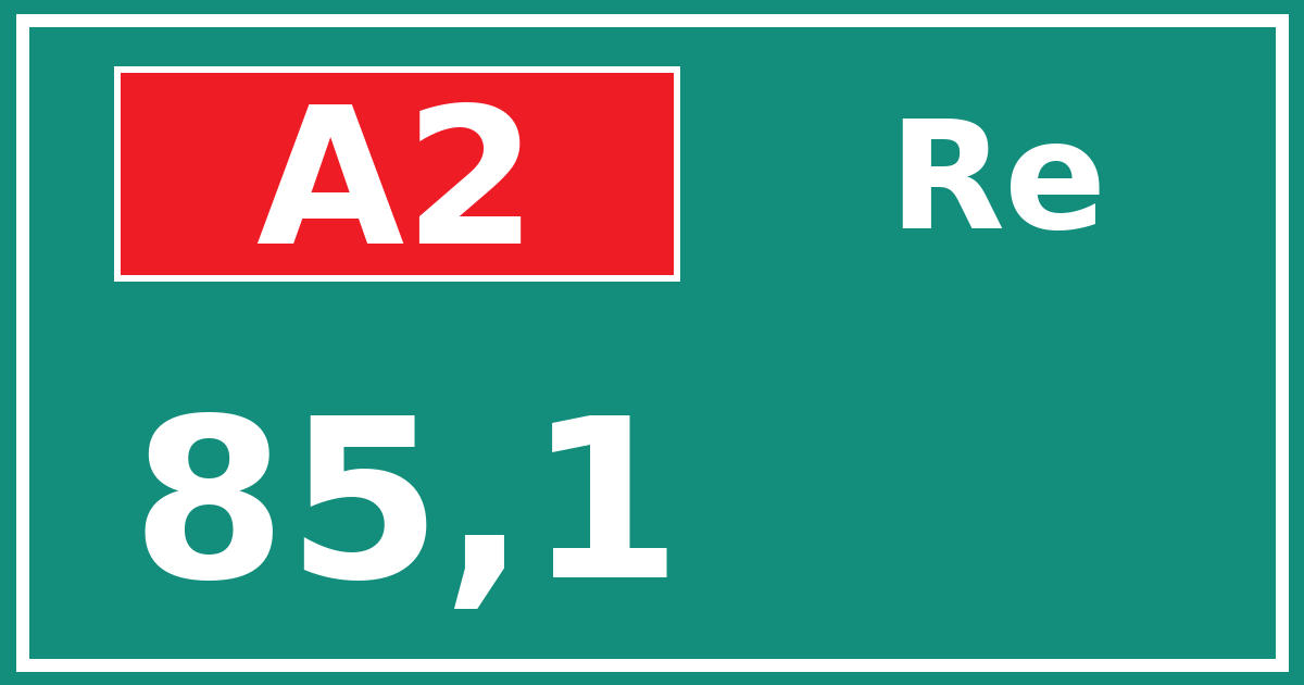 Hectometerbord A2 85,1 zijde Re
