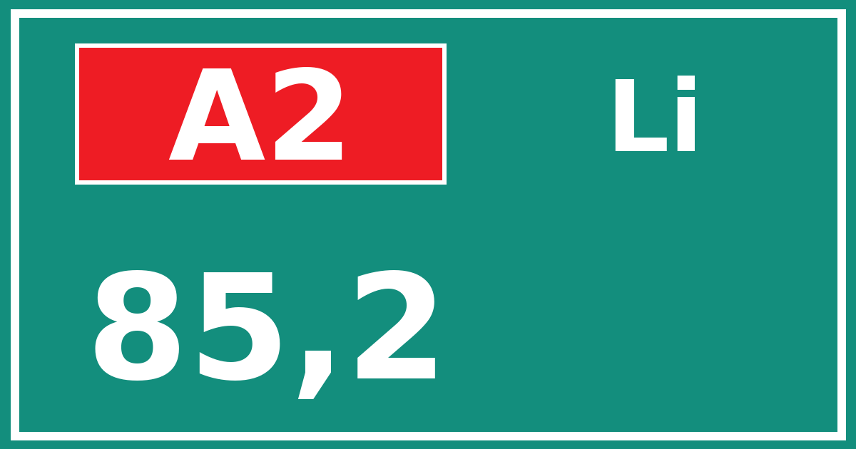 Hectometerbord A2 85,2 zijde Li