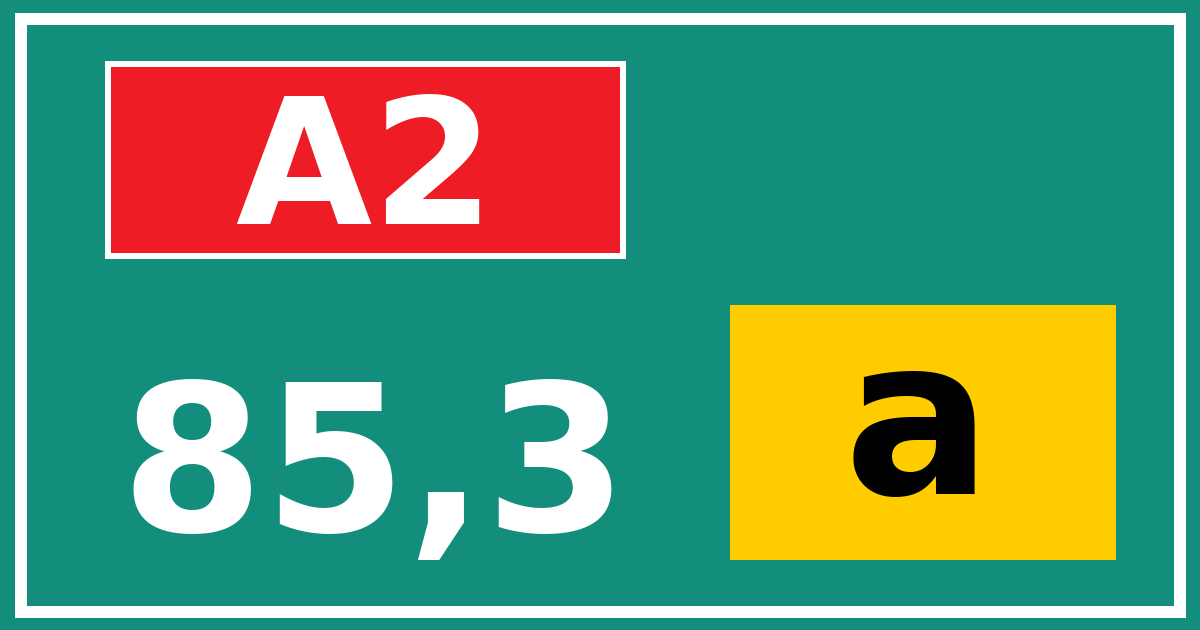 Hectometerbord A2 85,3 letter a