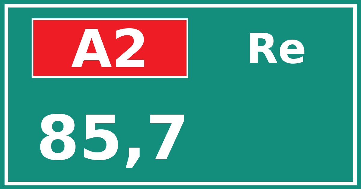 Hectometerbord A2 85,7 zijde Re