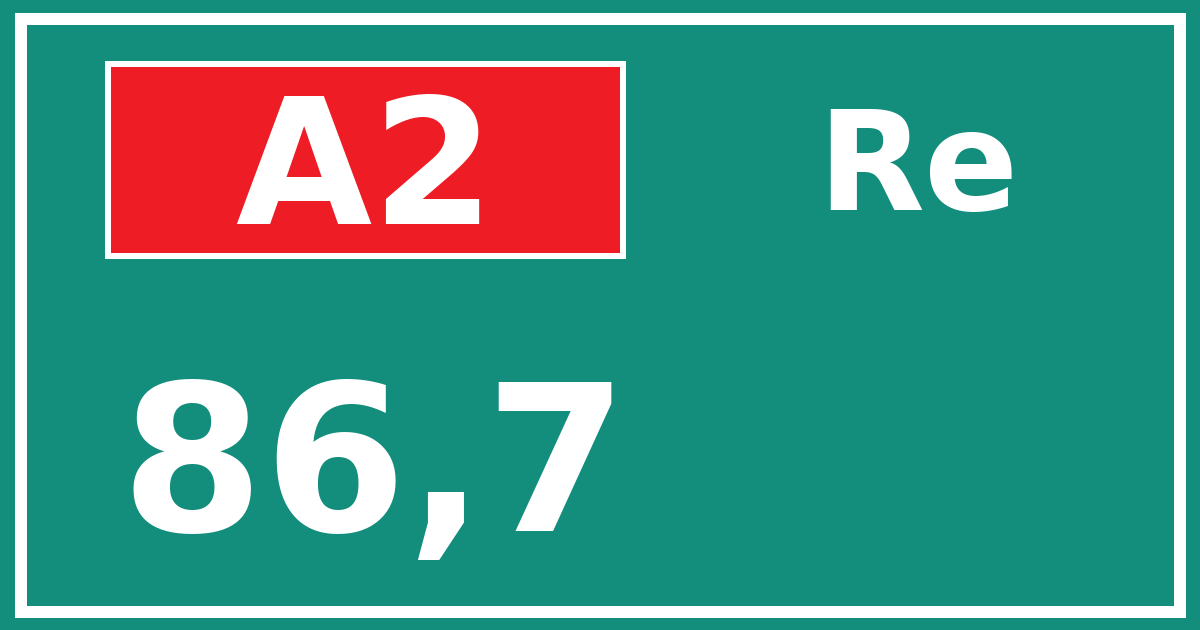 Hectometerbord A2 86,7 zijde Re