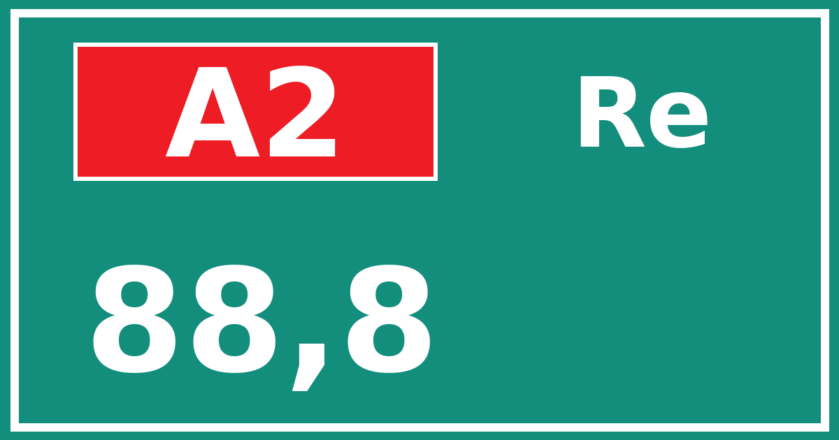 Hectometerbord A2 88,8 zijde Re