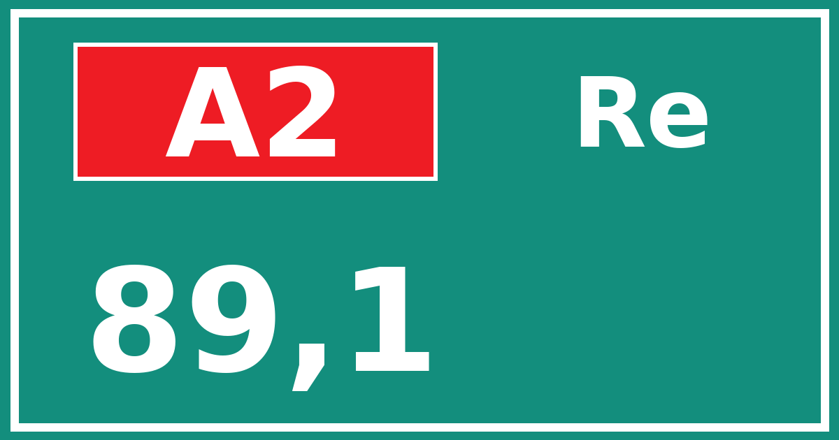 Hectometerbord A2 89,1 zijde Re