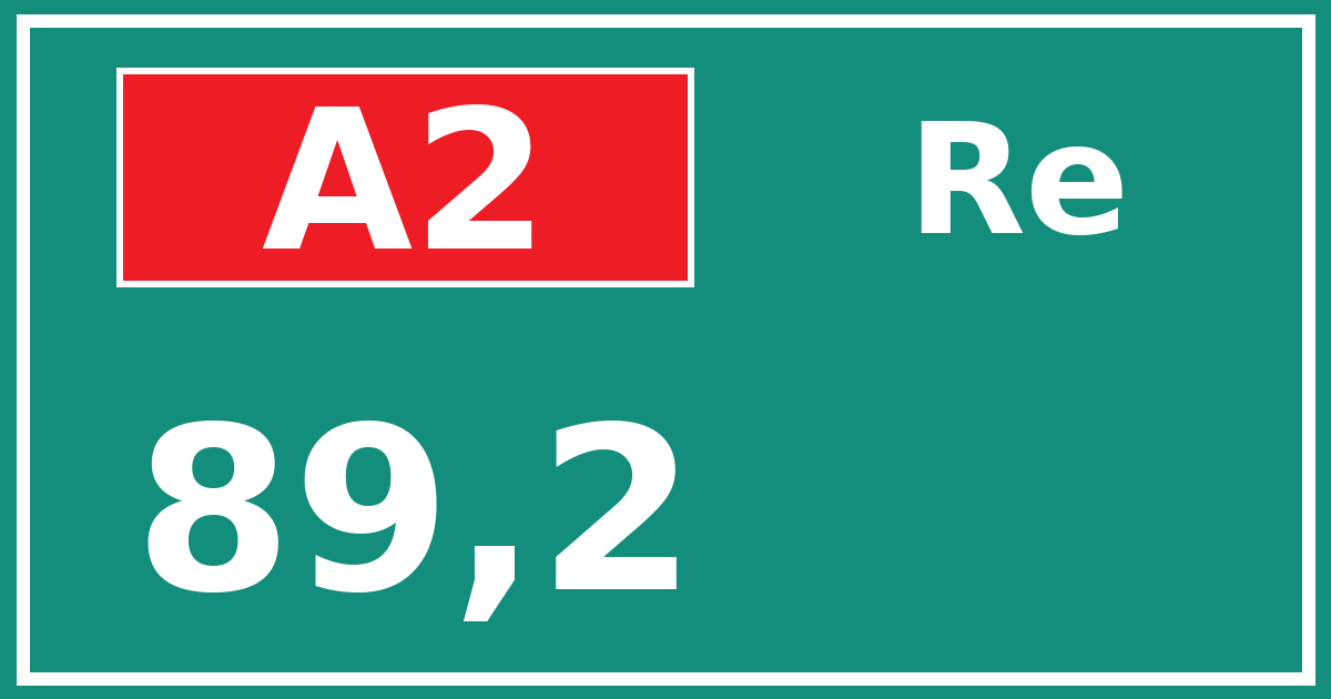 Hectometerbord A2 89,2 zijde Re