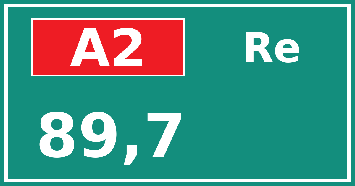 Hectometerbord A2 89,7 zijde Re