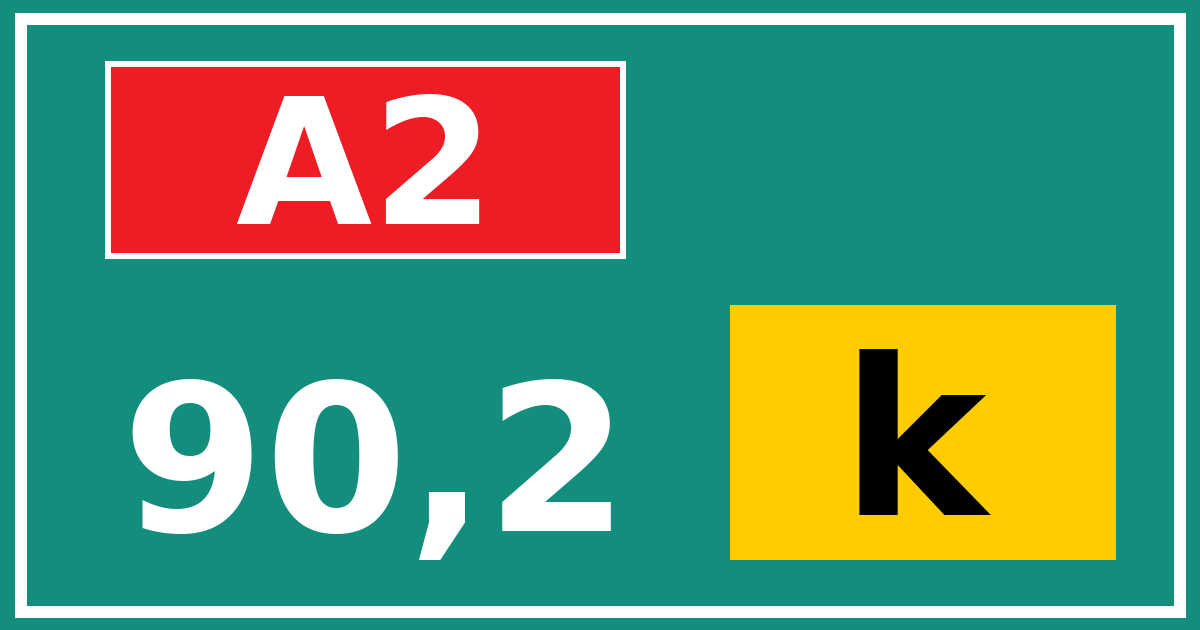 Hectometerbord A2 90,2 letter k