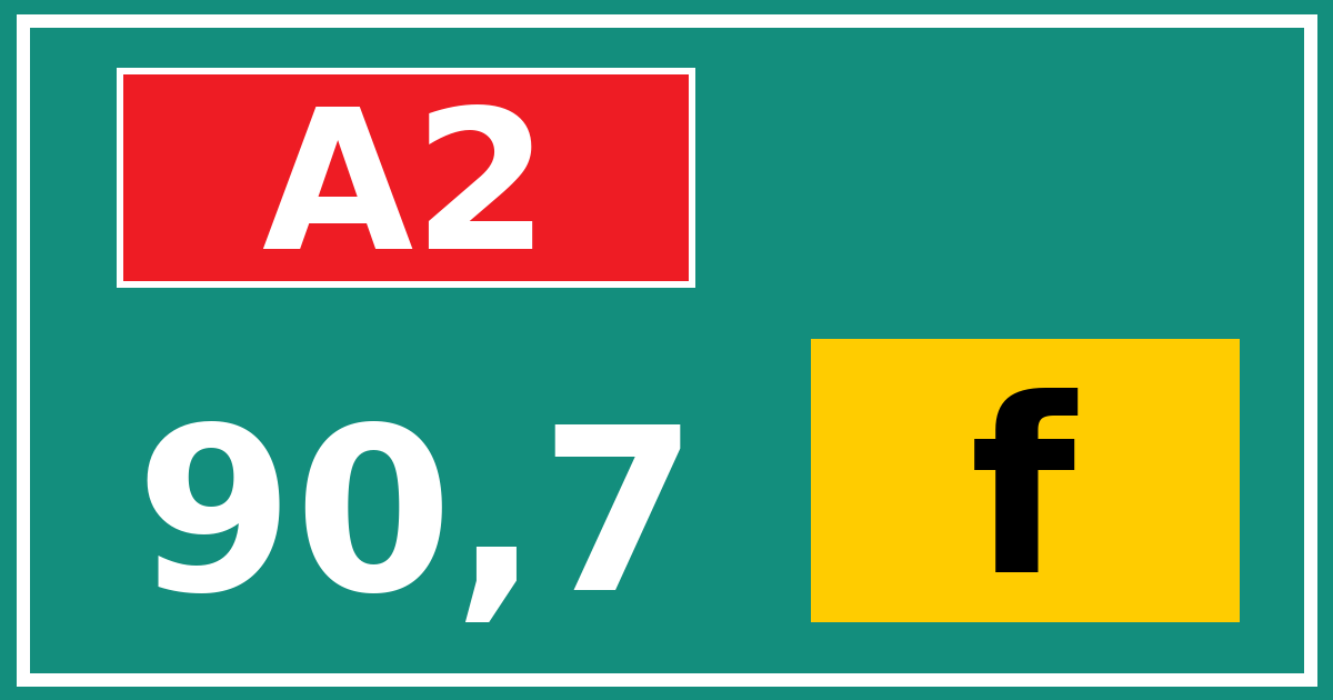 Hectometerbord A2 90,7 letter f