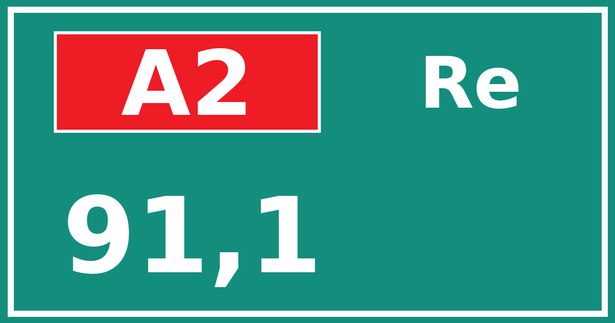 Hectometerbord A2 91,1 zijde Re