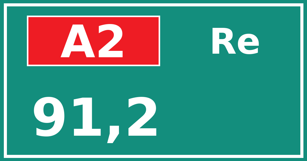 Hectometerbord A2 91,2 zijde Re