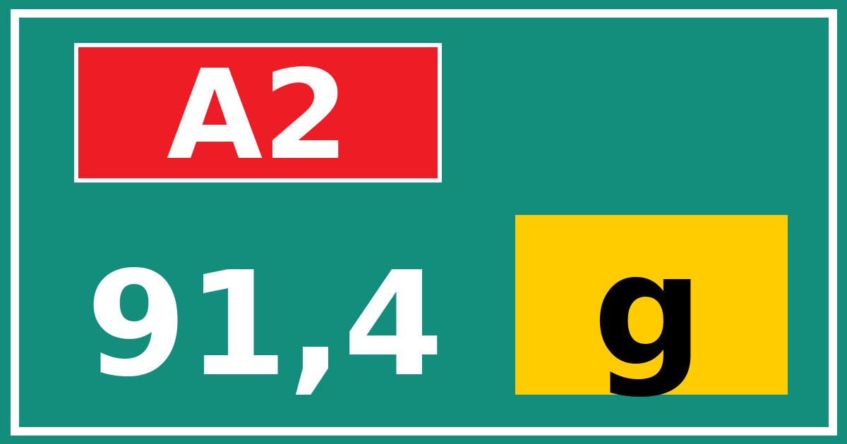Hectometerbord A2 91,4 letter g