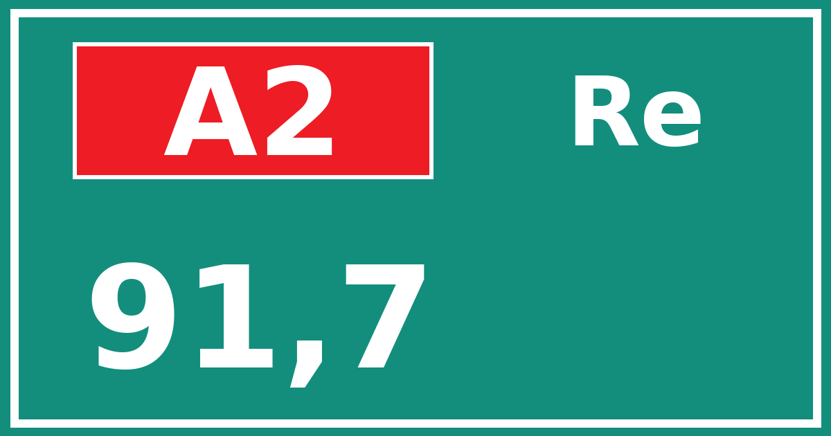 Hectometerbord A2 91,7 zijde Re