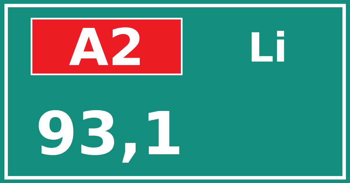 Hectometerbord A2 93,1 zijde Li