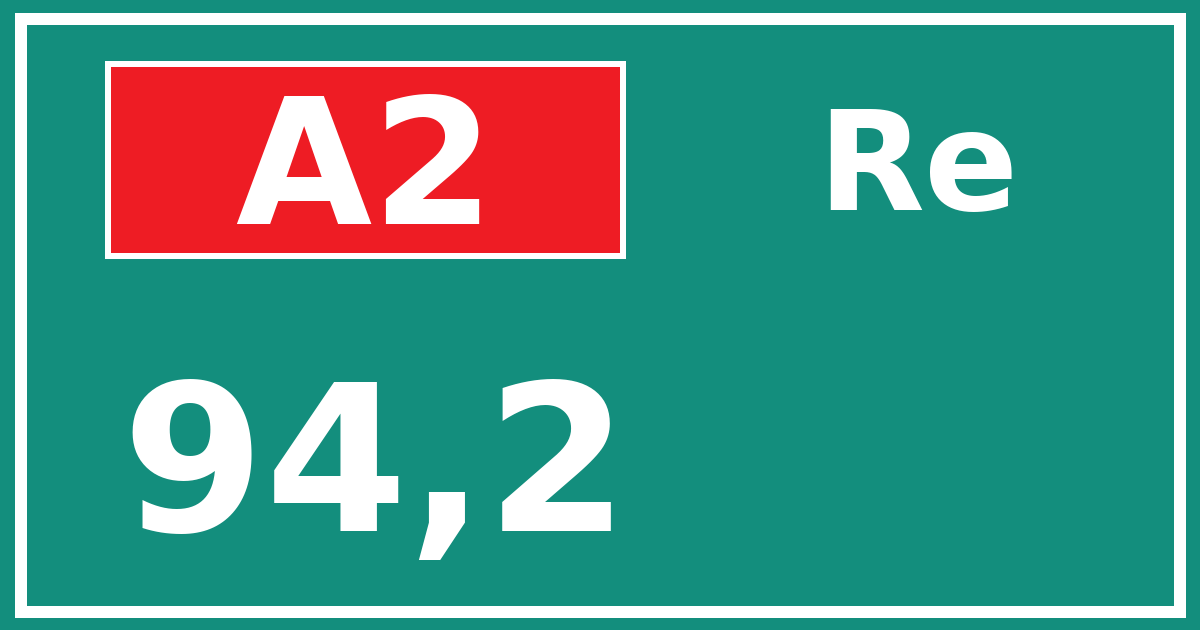 Hectometerbord A2 94,2 zijde Re