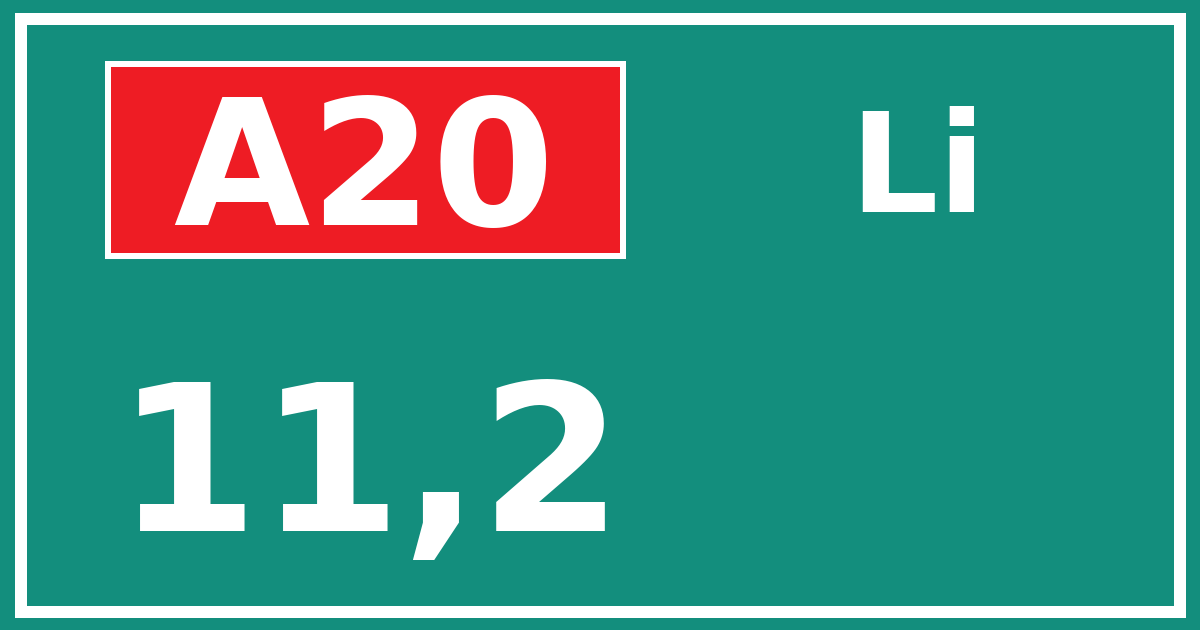 Hectometerbord A20 11,2 zijde Li