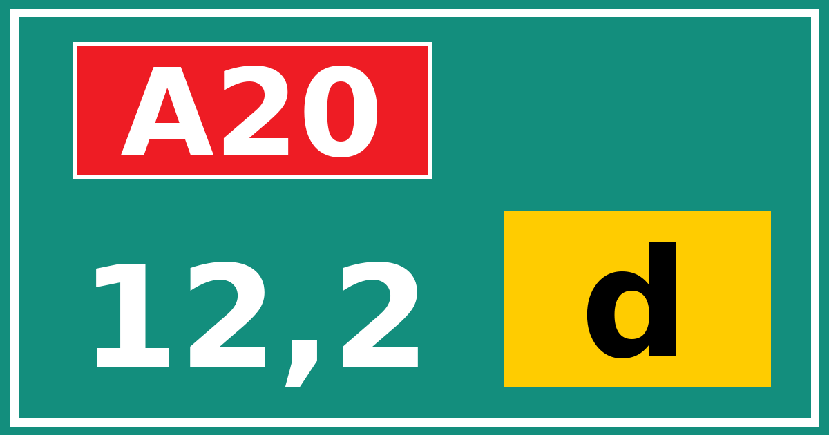 Hectometerbord A20 12,2 letter d