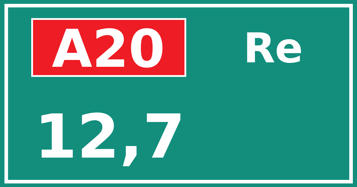 Hectometerbord A20 12,7 zijde Re