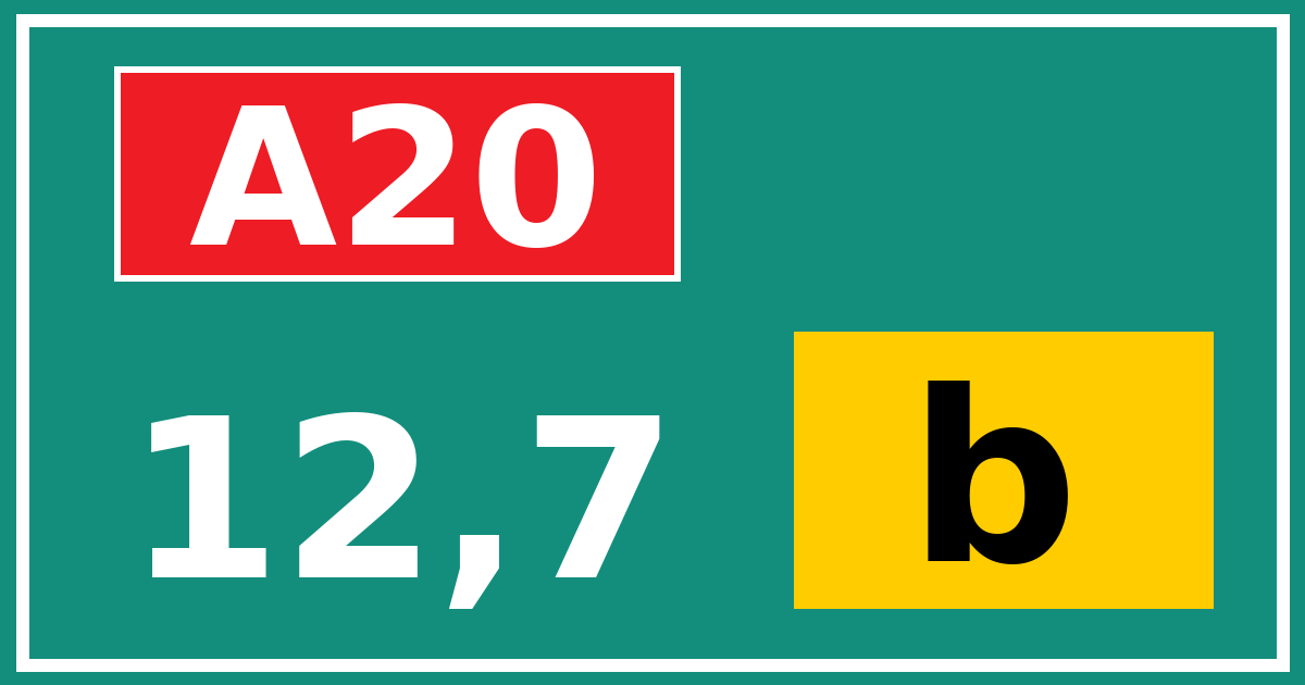 Hectometerbord A20 12,7 letter b
