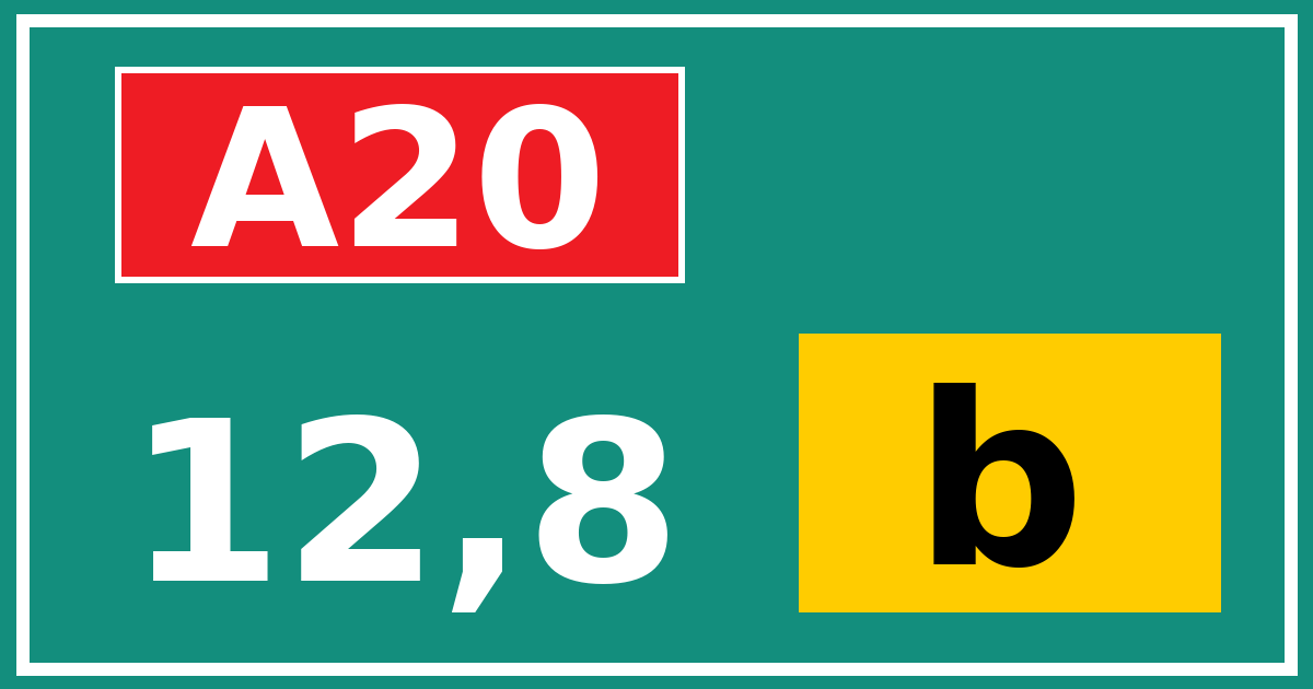 Hectometerbord A20 12,8 letter b
