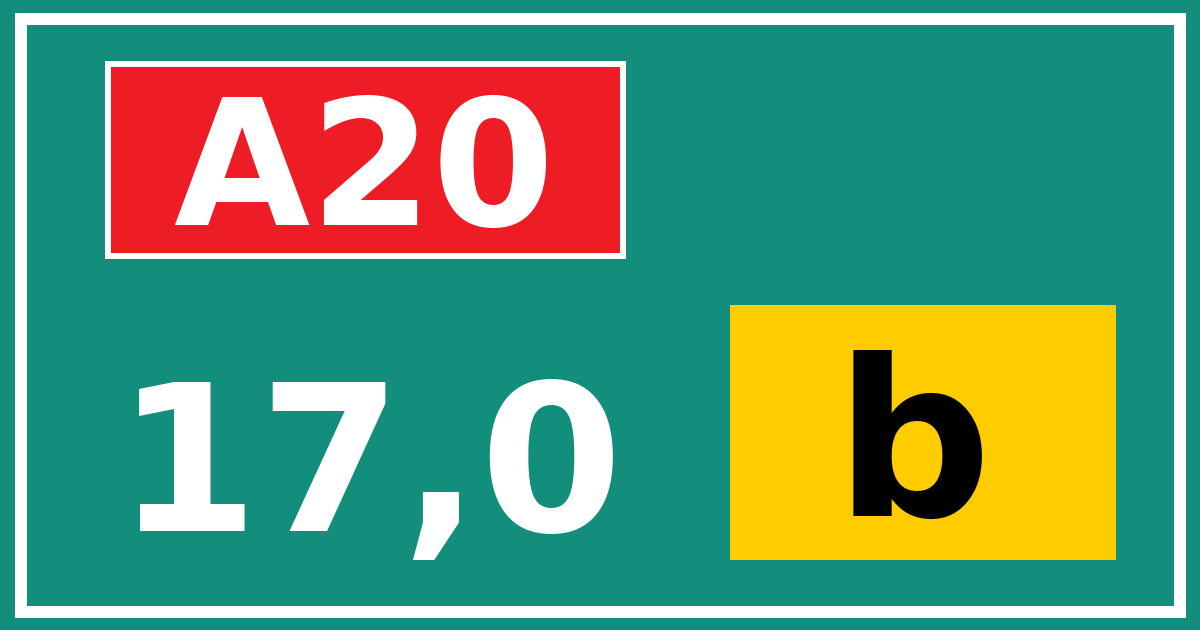 Hectometerbord A20 17,0 letter b
