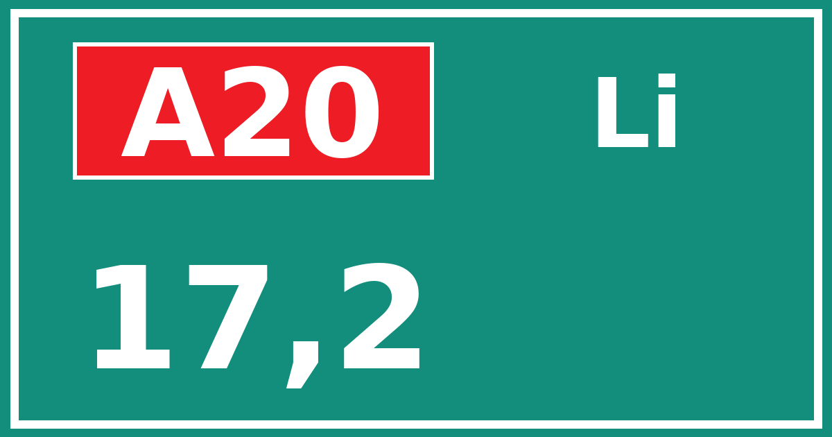 Hectometerbord A20 17,2 zijde Li