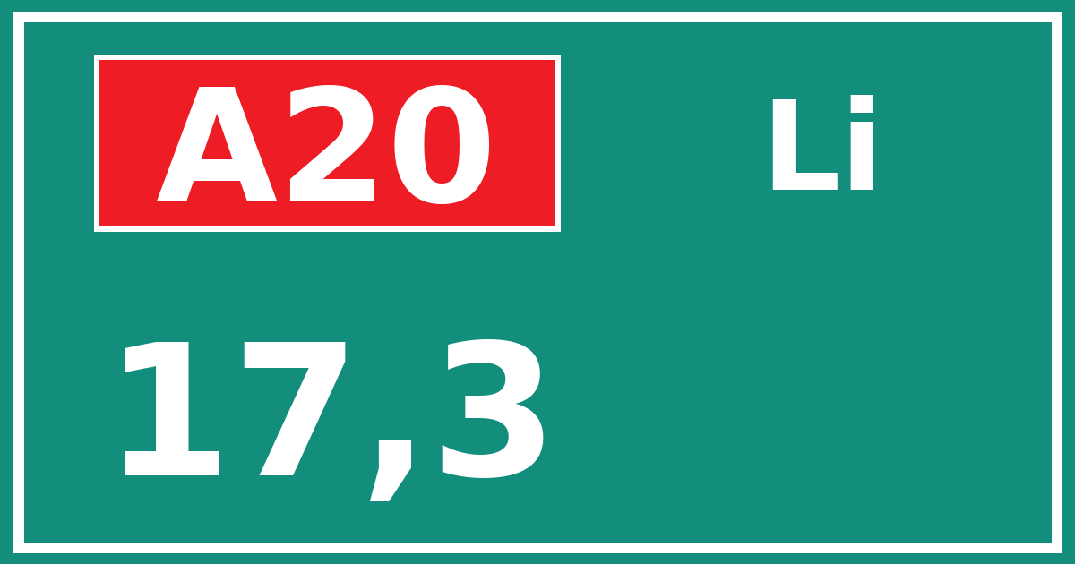 Hectometerbord A20 17,3 zijde Li
