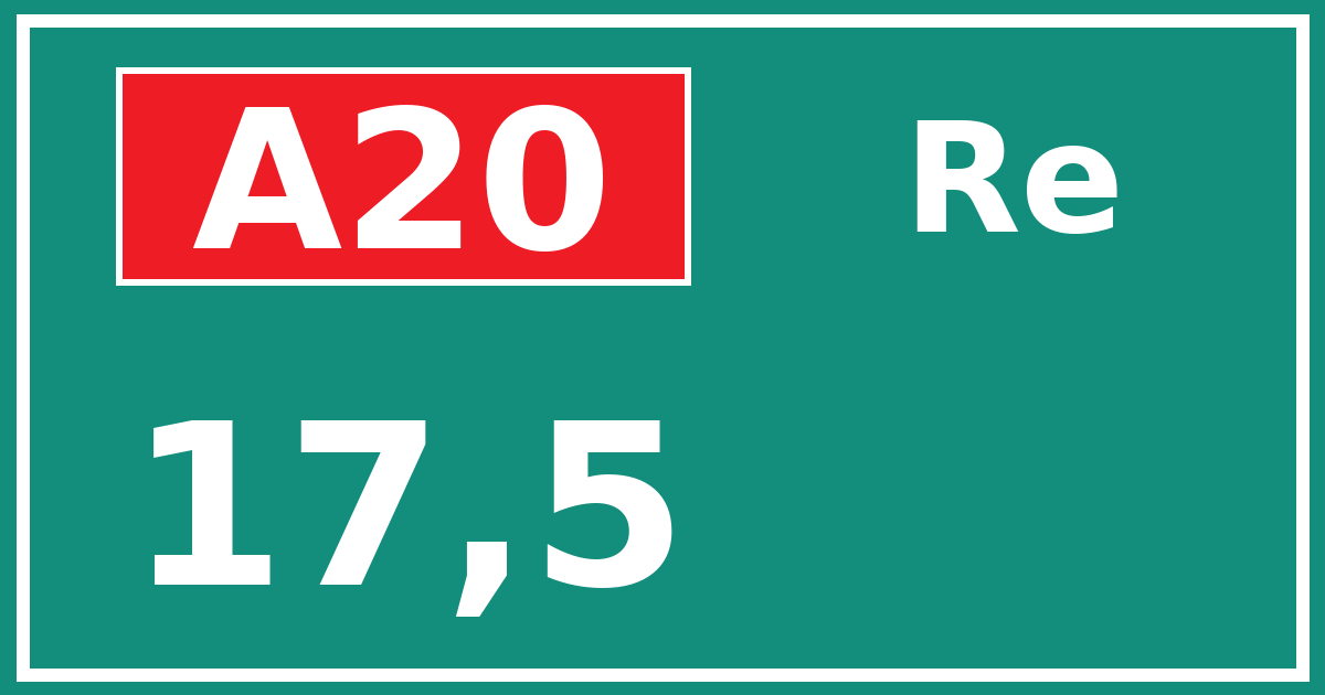 Hectometerbord A20 17,5 zijde Re