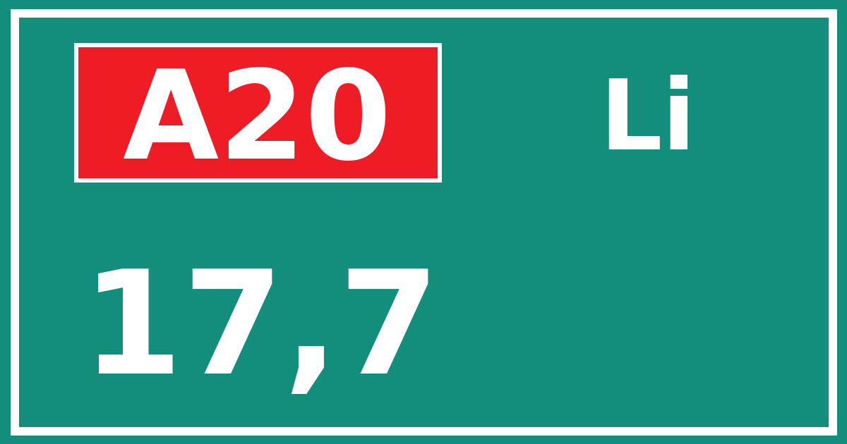 Hectometerbord A20 17,7 zijde Li