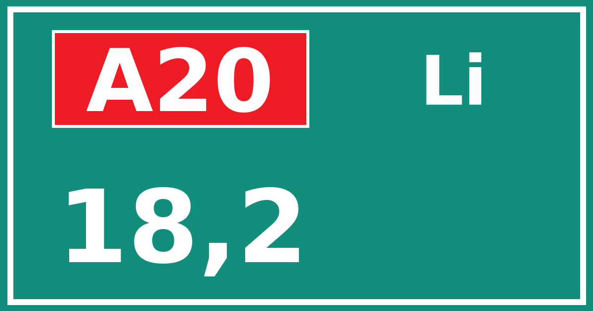 Hectometerbord A20 18,2 zijde Li