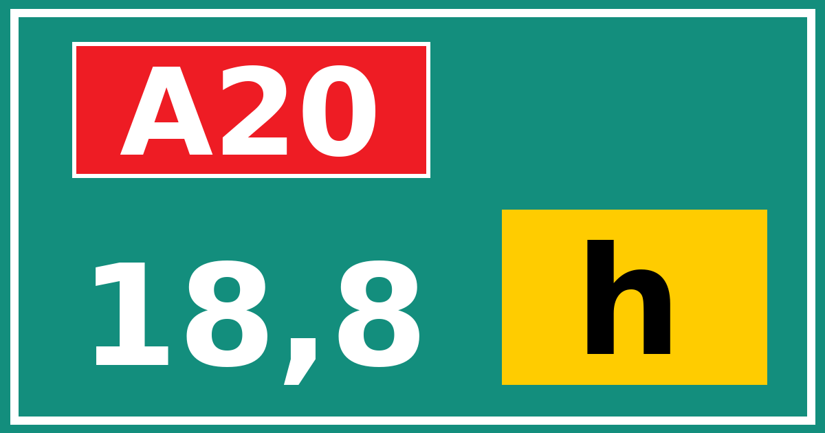 Hectometerbord A20 18,8 letter h