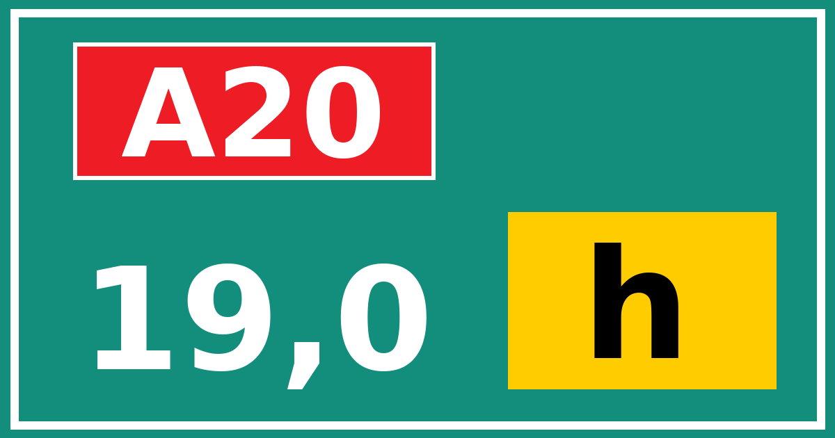 Hectometerbord A20 19,0 letter h