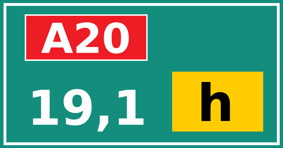 Hectometerbord A20 19,1 letter h