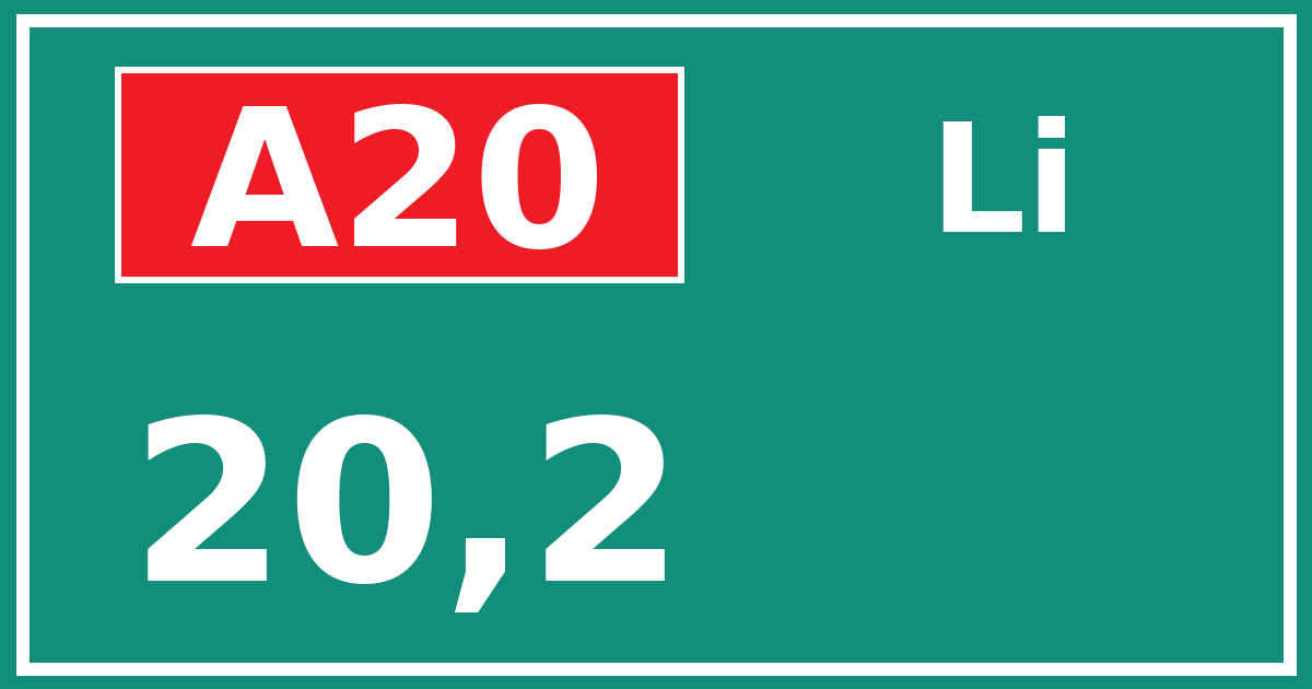Hectometerbord A20 20,2 zijde Li