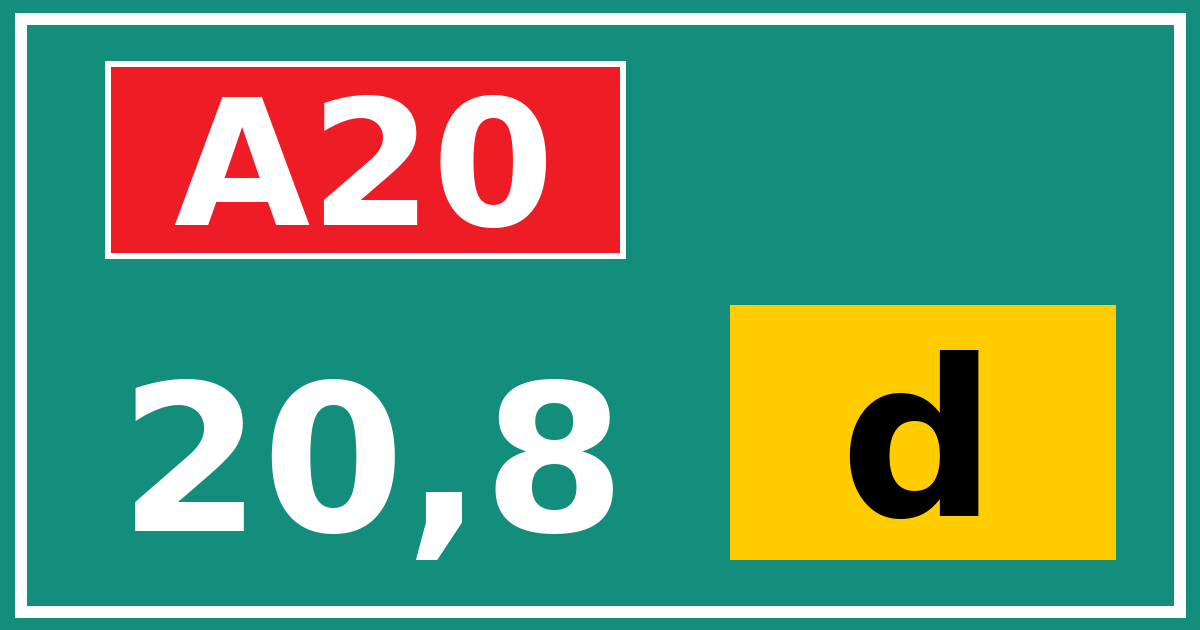 Hectometerbord A20 20,8 letter d