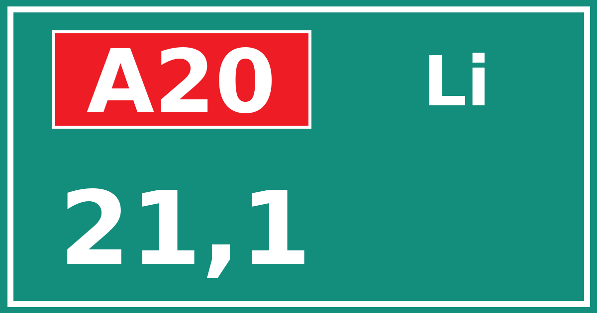 Hectometerbord A20 21,1 zijde Li