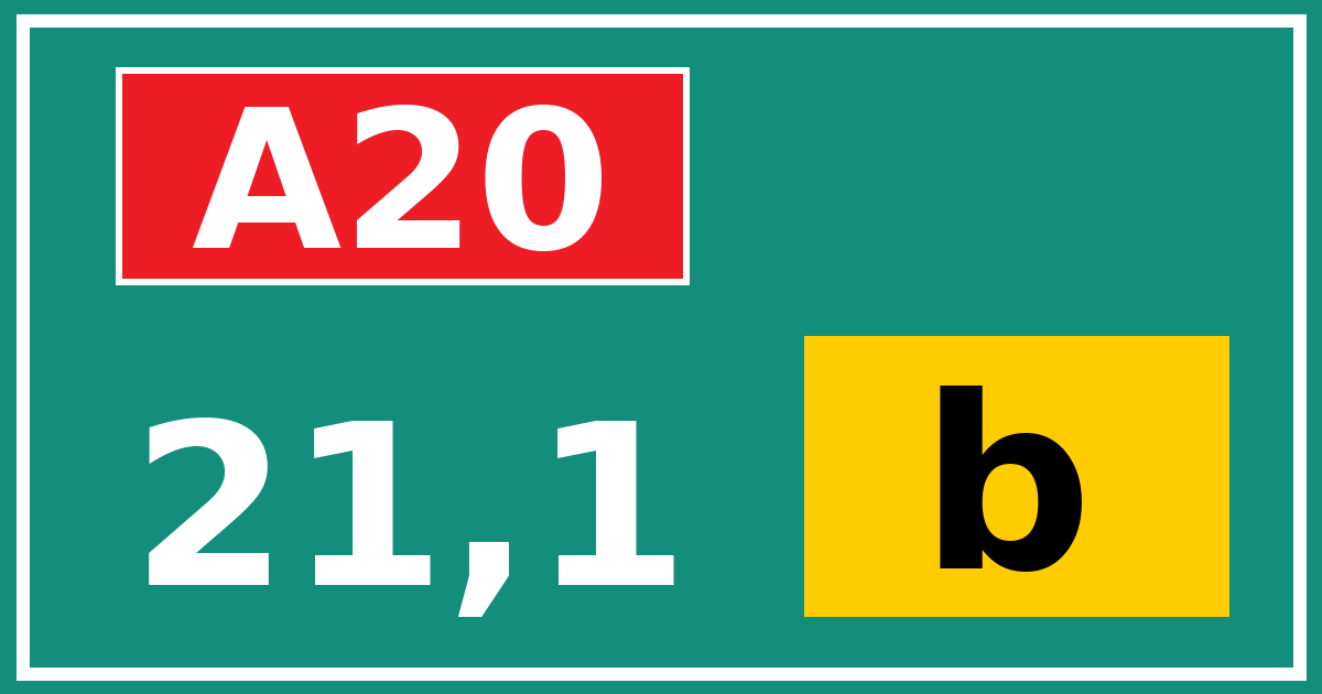 Hectometerbord A20 21,1 letter b