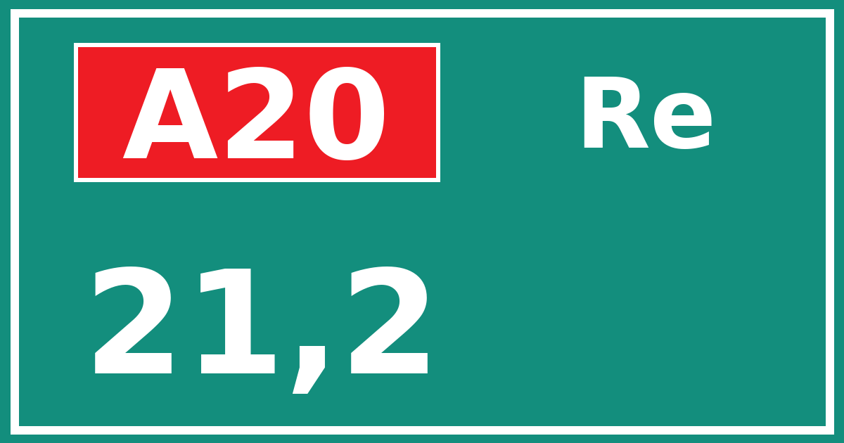 Hectometerbord A20 21,2 zijde Re