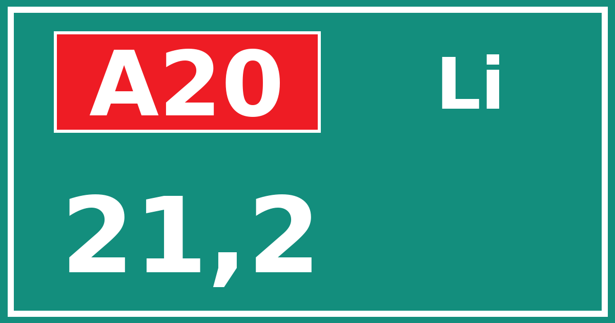 Hectometerbord A20 21,2 zijde Li